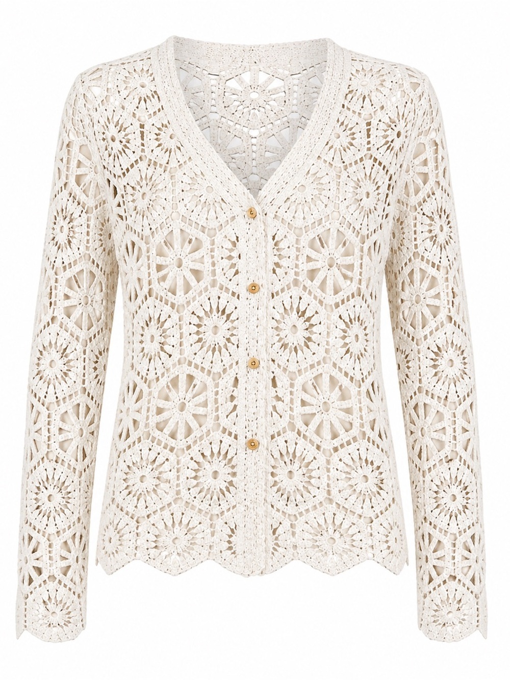Charlie Paige Ivory Crochet Cardigan Lace Boho NWT Large